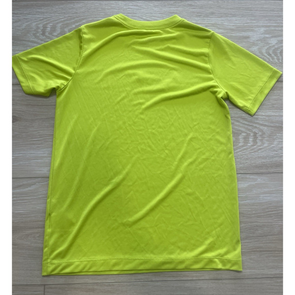 Nike Tee Dri Fit Neon Yellow Boys Youth Large Short Sleeve Logo T Athletic Swoos - Picture 2 of 7